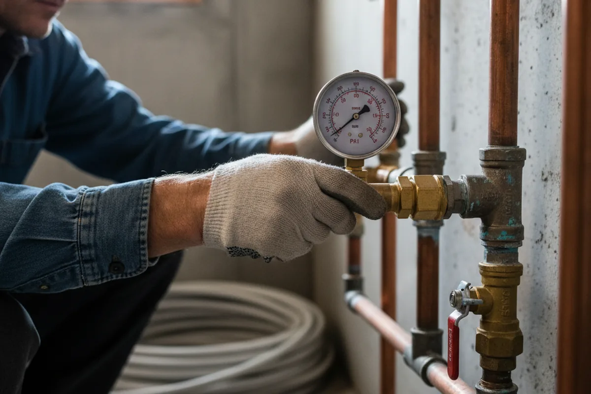 Pressure testing a repaired line during Water Line Repair in White Lake